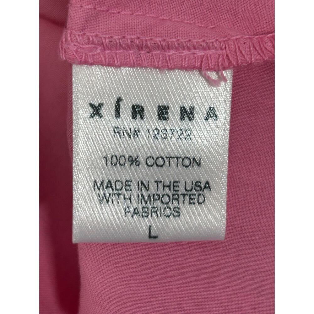 Xirena Jules Cotton Poplin Top Size Large Pink Short Puff Sleeve Ruffle Blouse - Picture 5 of 9